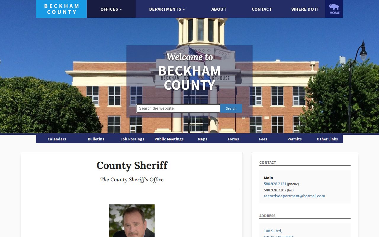 Beckham County active warrants source showing the sheriff records contact