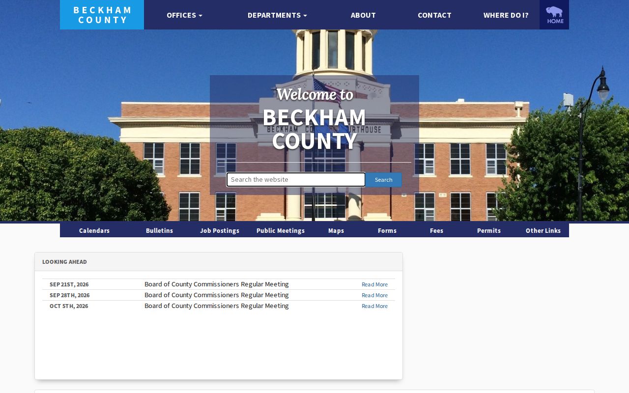 Beckham County arrest warrant records source showing the county court and sheriff access portal