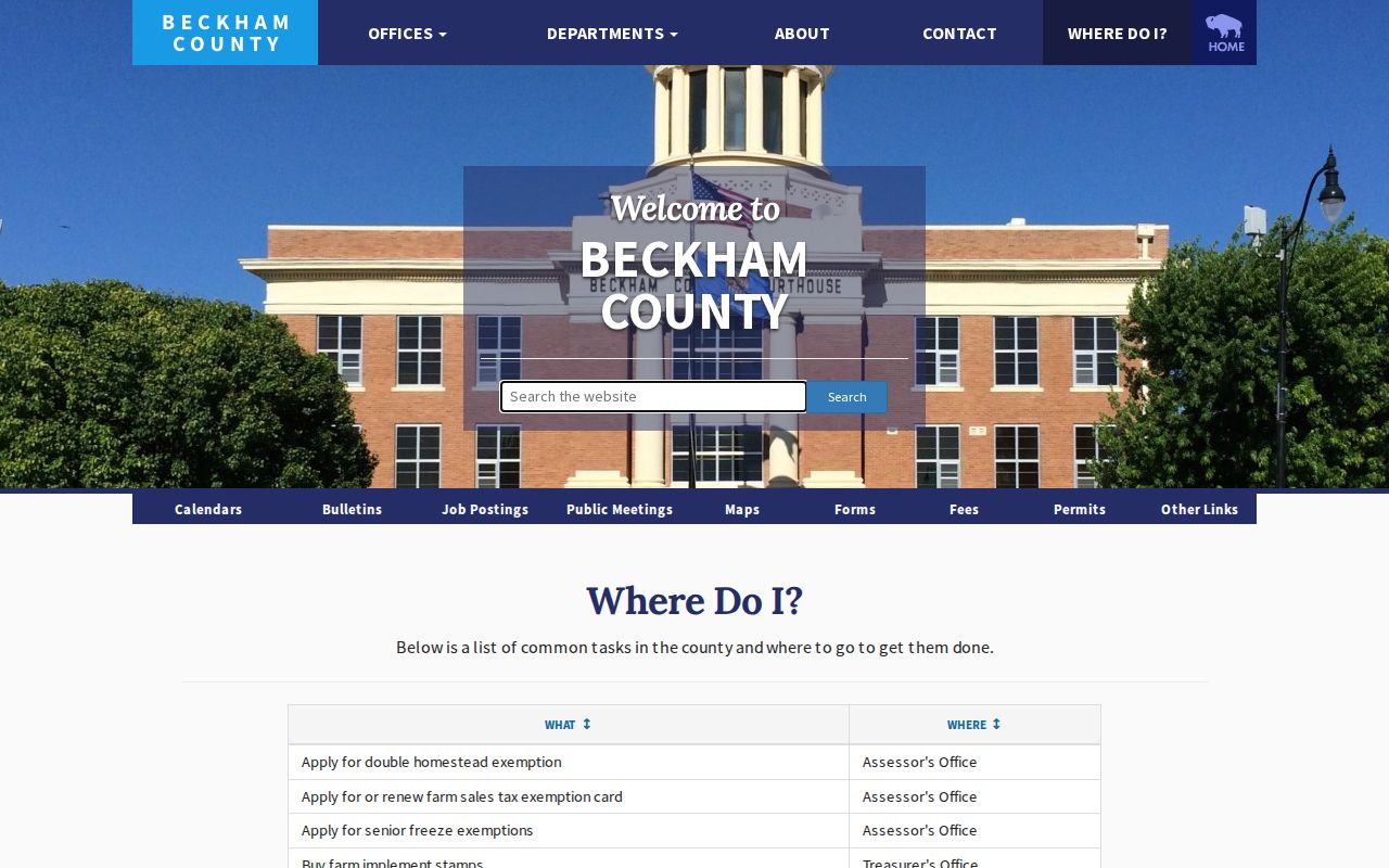 Beckham County warrant lookup source showing practical county records routing