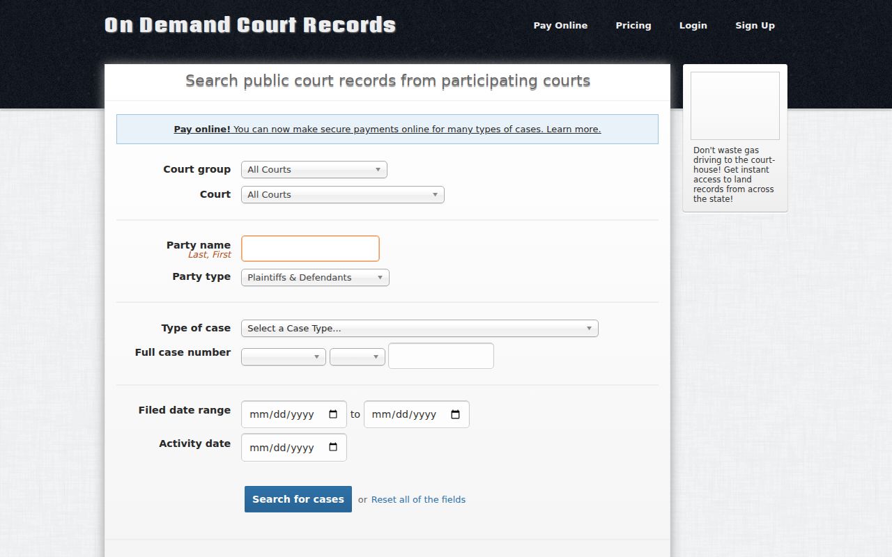 Beckham County warrant lookup source showing the county-linked ODCR court records route