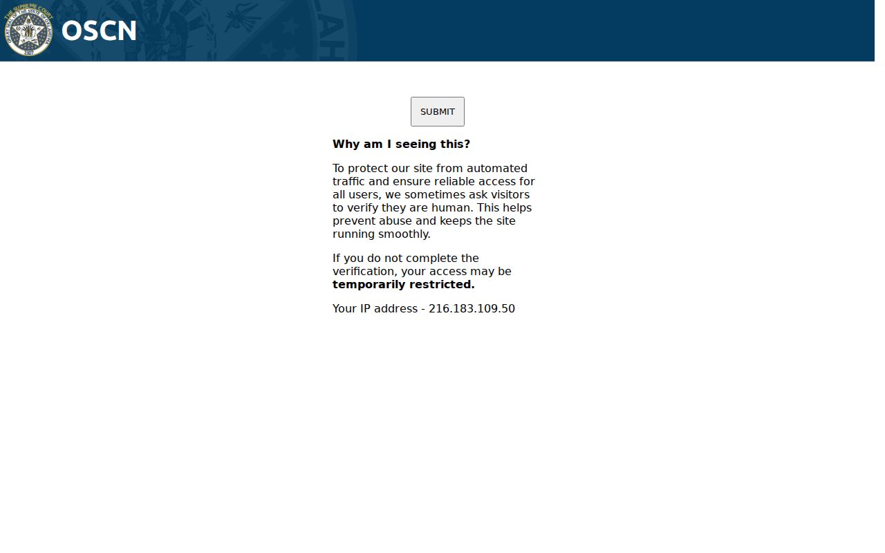 Beckham County warrant lookup route through the OSCN docket landing page